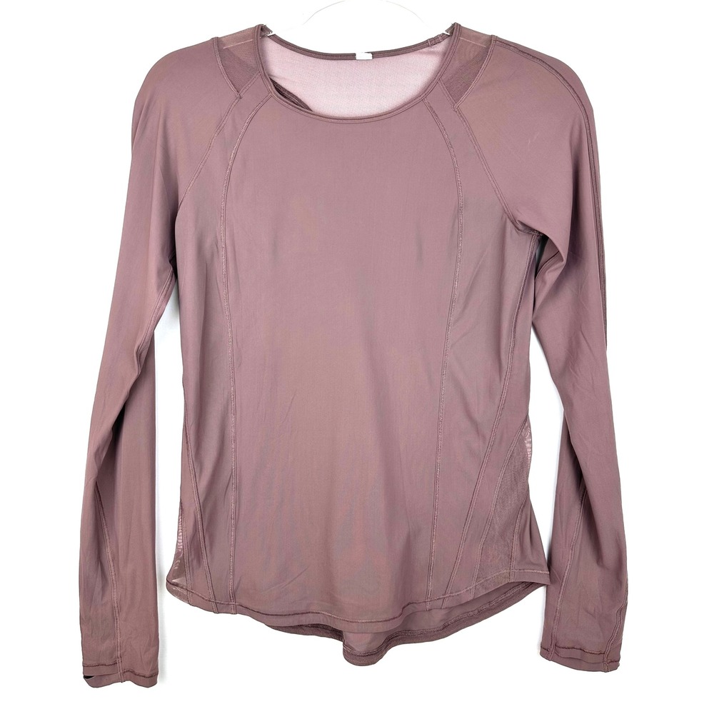 Lululemon Sculpt Long Sleeve Mesh Panel Activewear Top Mauve Women